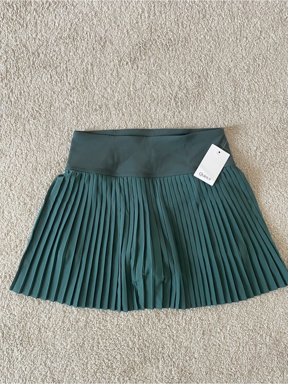 Quince Green Pleated Mini Skirt
